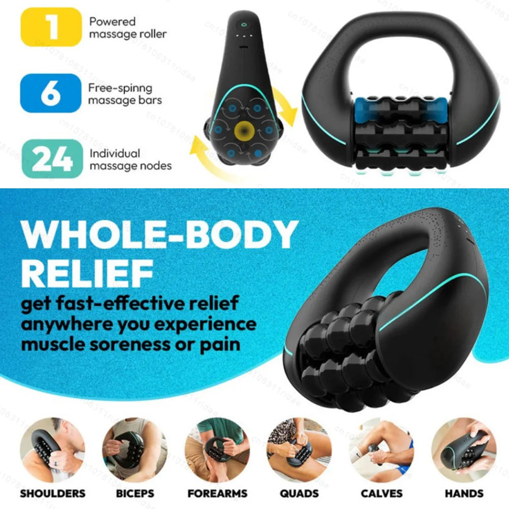 Powerful Massage Roller Deep Tissue Muscle Restoration Body Relief Vibration Massage 3-Speed Rolling Percussion Massager